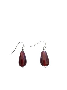 (3)Handmade Red Glass Teardrop Earrings - Women Jewelry